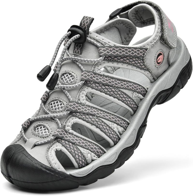 ziitop Womens Hiking Sandals Closed Toe Summer Outdoor Adventurous Beach Sandals Lace Adjustable Double Buckle Water Shoes - Image 1
